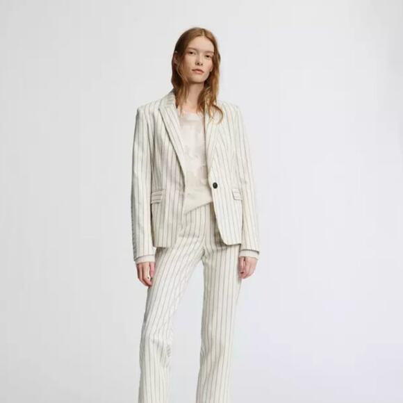RAG & BONE Millie Striped Blazer Ivory Black Pinstripe {L50} - Picture 2 of 6